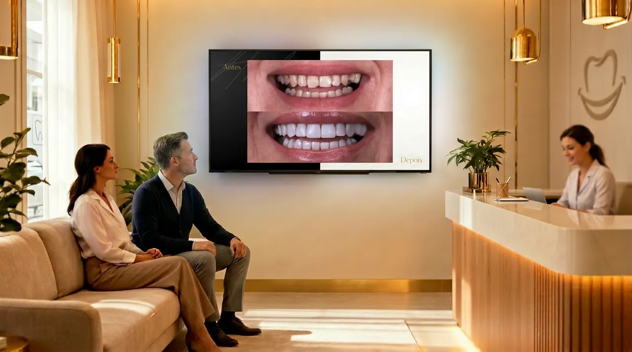 Antes e depois de tratamento odontológico